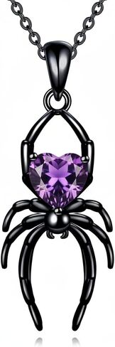 Gothic Spider Necklace for Women Black Spider Pendant Necklace with Birthstone Punk Jewelry Halloween Gifts for Goth Enthusiasts in Kuwait