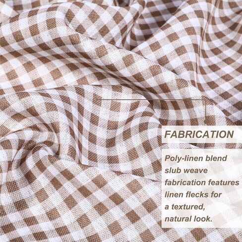 Tranqun 2 Panels Buffalo Check Curtains Brown and White Plaid Rustic Window Curtains Cotton Linen Blend Light Filtering Farmhouse Semi Sheer Rod Pocket Drapes, 39 x 84 Inches in Saudi Arabia