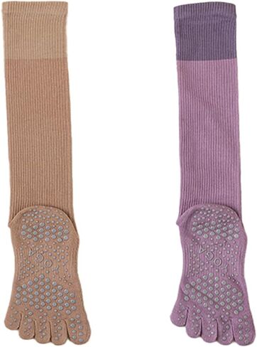 2-Pair Women's Non-Slip Yoga Socks, Silicone Toe Grip for Pilates & Ballet Training in Kuwait
