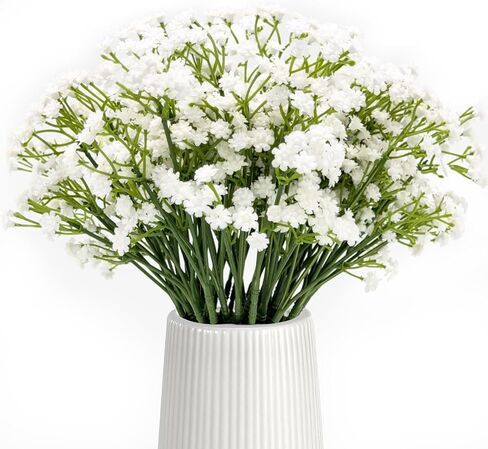 24PCS Realistic Artificial Baby’s Breath Flowers - Gypsophila Bouquet for Wedding, Party, Home Decoration | Anti-Shedding, 11 Inch, White Faux Flowers in Saudi Arabia