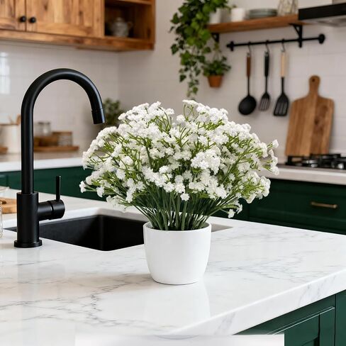 24PCS Realistic Artificial Baby’s Breath Flowers - Gypsophila Bouquet for Wedding, Party, Home Decoration | Anti-Shedding, 11 Inch, White Faux Flowers in Saudi Arabia