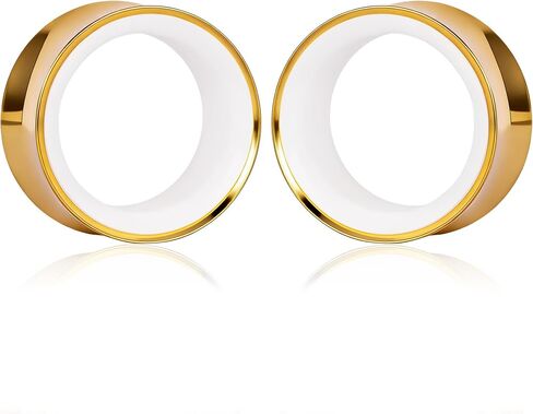2PCS Two-Tone Ear Tunnels Plugs Hollow Double Flared Ear Gauges, Hypoallergenic Earrings Expanders Tunnels Stretchers Body Piercing Jewelry for Women and Men(8mm-16mm) in Kuwait