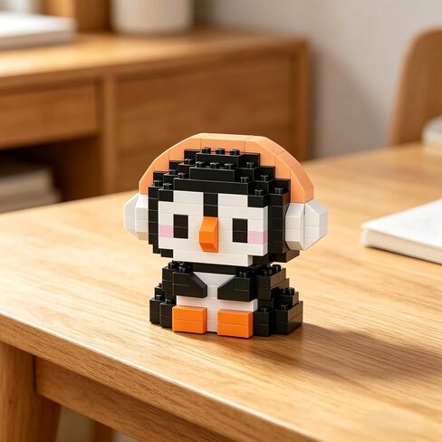 1PCS Little Penguin Hand-Assembled Figurine with Display Base, Cute Animal Desk Decor, Arctic Theme Collectible Statue for Home Office Shelf in Kuwait