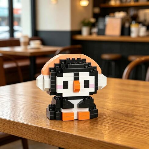 1PCS Little Penguin Hand-Assembled Figurine with Display Base, Cute Animal Desk Decor, Arctic Theme Collectible Statue for Home Office Shelf in Kuwait