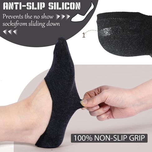 16 Pairs Mens No Show Socks Non Slip Low Cut Cotton Socks Casual Invisible Thin Invisible Sock for Loafer Flat Boat(16 Pair,Black, Khaki, Gray) in Kuwait