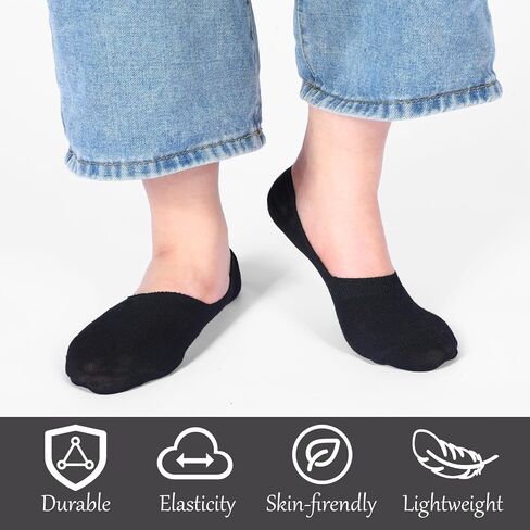 16 Pairs Mens No Show Socks Non Slip Low Cut Cotton Socks Casual Invisible Thin Invisible Sock for Loafer Flat Boat(16 Pair,Black, Khaki, Gray) in Kuwait