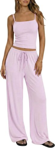 GFU Women's Pajama Sets 2 Piece Matching Lounge Set Camisole Top Comfy Wide Leg Pants Spring Summer Travel Outfits in Saudi Arabia