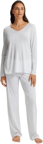 HANRO Cotton Silk V-Neck Cotton Pajama Set in Kuwait
