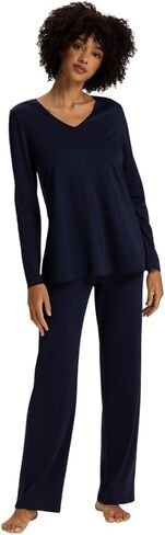 HANRO Cotton Silk V-Neck Cotton Pajama Set in Kuwait