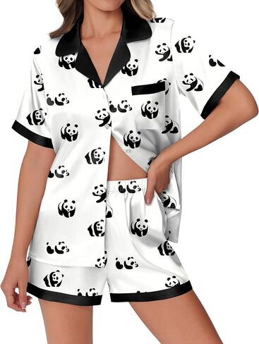 ELESOL 2 Pcs Pajama Sets Animal Print Housewaer Causal Homewear Satin Lounge Set in Saudi Arabia