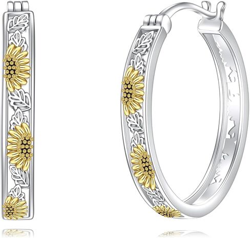 Sunflower Flower Hoops Earrings Small Huggie Earrings Jewelry Gift for Women 25MM in Saudi Arabia