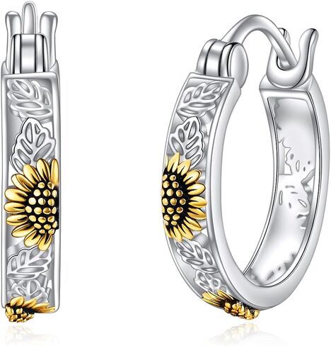 Sunflower Flower Hoops Earrings Small Huggie Earrings Jewelry Gift for Women 25MM in Kuwait