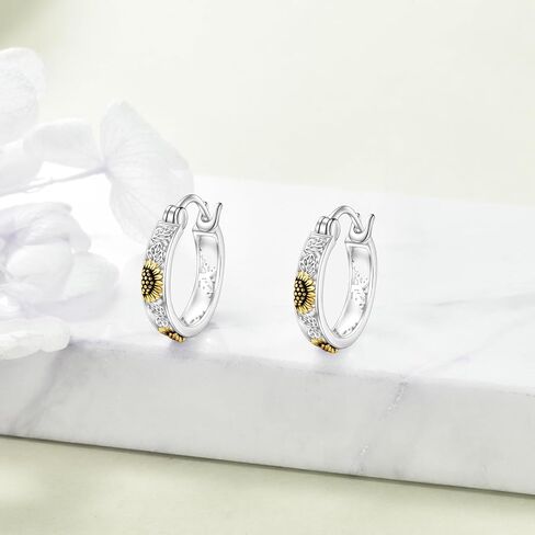 Sunflower Flower Hoops Earrings Small Huggie Earrings Jewelry Gift for Women 25MM in Kuwait