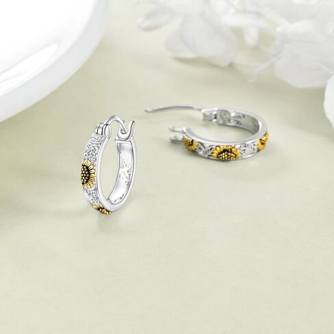 Sunflower Flower Hoops Earrings Small Huggie Earrings Jewelry Gift for Women 25MM in Kuwait