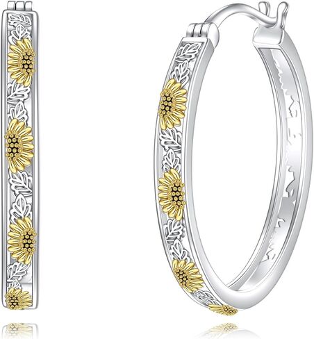 Sunflower Flower Hoops Earrings Small Huggie Earrings Jewelry Gift for Women 25MM in Kuwait