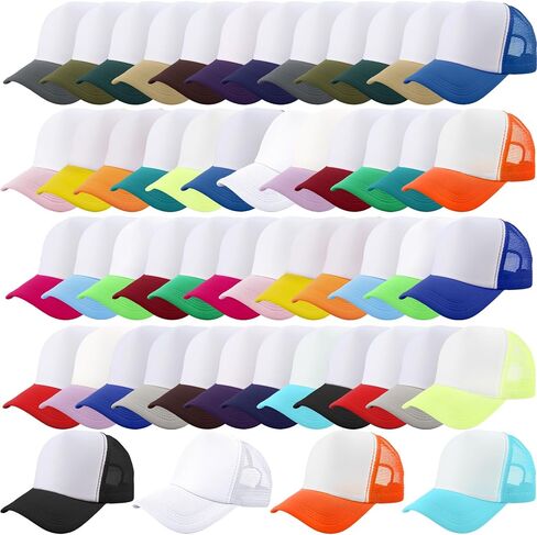 52 Pcs Child Trucker Hats Bulk Summer Sublimation Trucker Cap Blank Sport Baseball Hat for Kids Outdoor Multicolor in Kuwait
