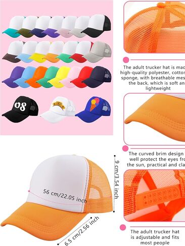 52 Pcs Child Trucker Hats Bulk Summer Sublimation Trucker Cap Blank Sport Baseball Hat for Kids Outdoor Multicolor in Kuwait