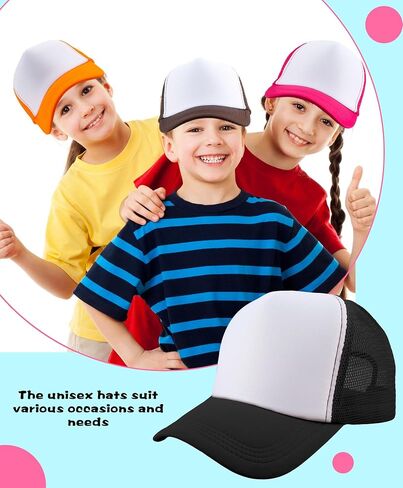 52 Pcs Child Trucker Hats Bulk Summer Sublimation Trucker Cap Blank Sport Baseball Hat for Kids Outdoor Multicolor in Kuwait