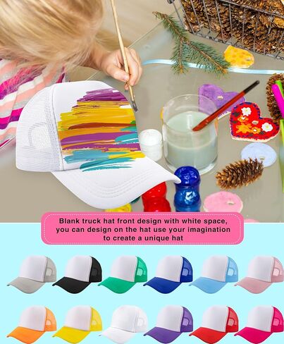 52 Pcs Child Trucker Hats Bulk Summer Sublimation Trucker Cap Blank Sport Baseball Hat for Kids Outdoor Multicolor in Kuwait