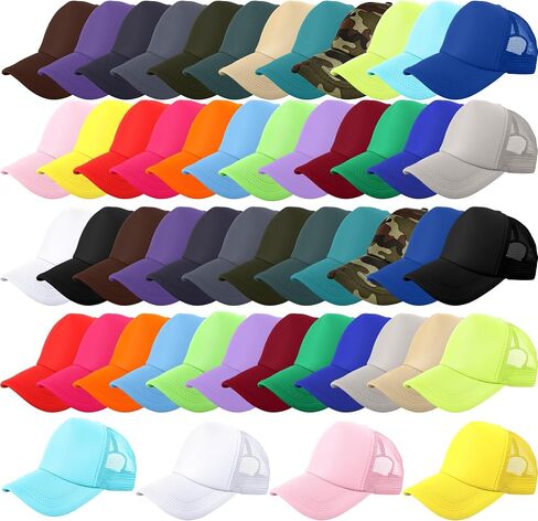 52 Pcs Child Trucker Hats Bulk Summer Sublimation Trucker Cap Blank Sport Baseball Hat for Kids Outdoor Multicolor in Kuwait
