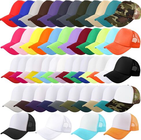 52 Pcs Child Trucker Hats Bulk Summer Sublimation Trucker Cap Blank Sport Baseball Hat for Kids Outdoor Multicolor in Kuwait