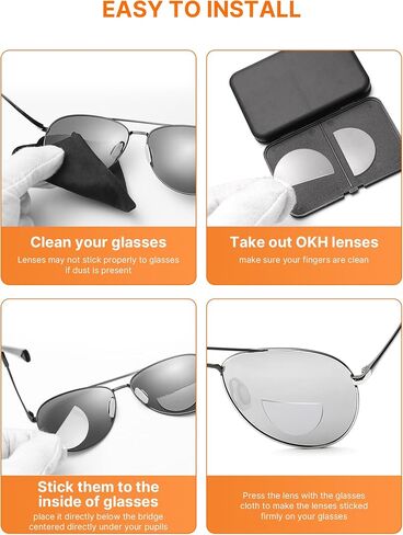 Reusable Stick On Bifocal Lens Convert Eyewear into Sunglasses or Reading Glasses for Close Work in Kuwait