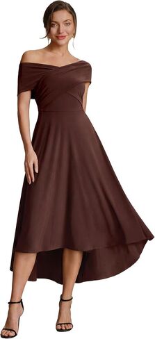 Ever-Pretty Women's V-Neck Off the Shoulder Cocktail Wedding Guest Dress High-Low A-line Semi Formal Dresses 02801 in Kuwait