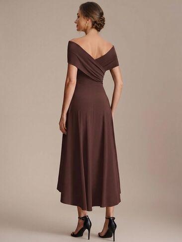 Ever-Pretty Women's V-Neck Off the Shoulder Cocktail Wedding Guest Dress High-Low A-line Semi Formal Dresses 02801 in Kuwait