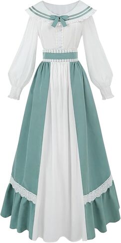 CR ROLECOS Victorian Dress for Women 1800s 2-Piece Renaissance Costume Edwardian Dress with Pockets in Kuwait