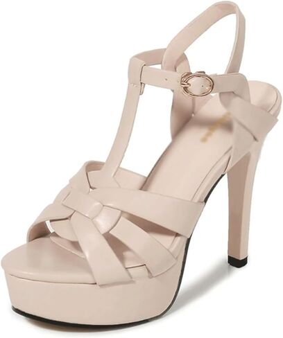 Summer Sexy Soft Leather Platform Sandals Women High Heels T-Buckle Party Pumps Black Stiletto Open Toe Ladies Dress Shoes in Saudi Arabia