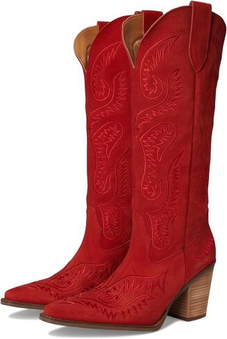 Dingo Womens Evita Embroidered Snip Toe Dress Boots Over the Knee Mid Heel 2-3" in Kuwait