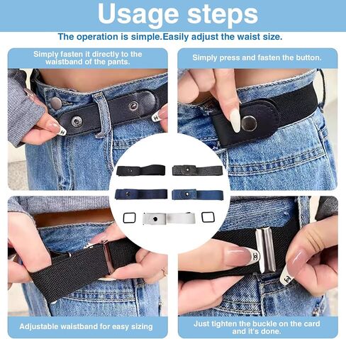 5 Pcs No Buckle Elastic Stretch Invisible Belt Comfortable Free Elastic Belts for Jeans Pants Adjustable Invisible Stretch Buckleless Belt Jean Waist Tightener -Unisex in Saudi Arabia