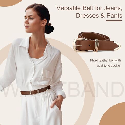 3 Pieces Belts for Women with Gold Buckle Fashion Waist Belt For Jeans Dresses Pants Ladies Leather Waist Belt in Kuwait