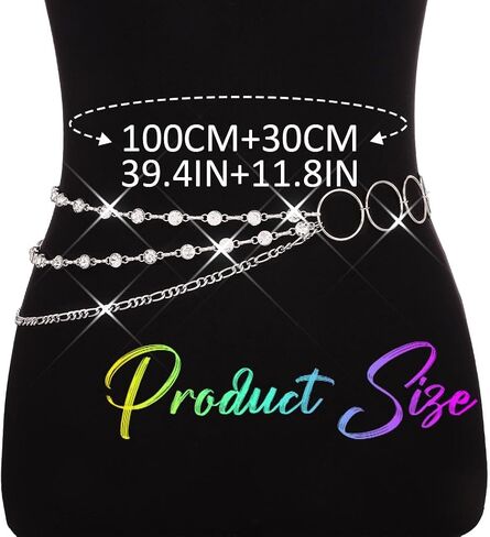 Rhinestone Chain Belts Silver Sparkly Waist Chains Fashion Bling Dress Belt Accessories for Women in Saudi Arabia
