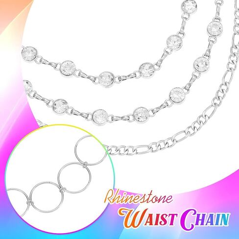 Rhinestone Chain Belts Silver Sparkly Waist Chains Fashion Bling Dress Belt Accessories for Women in Saudi Arabia
