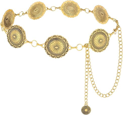 AWAYTR Chain Belt for Women – Adjustable Boho Metal Waist Chain Belt Gold Sliver for Dresses Jeans Country Concert Outfit in Kuwait