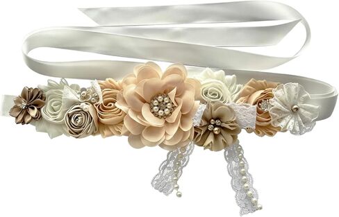 Lace Bow Flowers Maternity Sash Belt Baby Shower Sash in Saudi Arabia