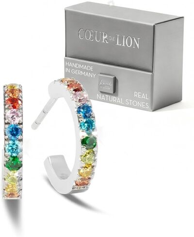 COEUR DE LION Eternal Love Earrings I Elegant Hoops with sparkling Zirconia & hypoallergenic Stainless Steel I 1.5 cm Diameter I Gift box included in Kuwait