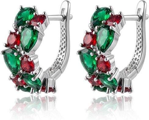 Multicolor Gemstone Hoop Earrings for Women - Bohemian Cluster Statement Earrings, Mixed Crystal Hoop Jewelry for Gift in Kuwait