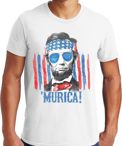 Hane's Patriotic Short Sleeve Graphic T-Shirt Collection Murica, America US Flag, Black and White Flag in Saudi Arabia