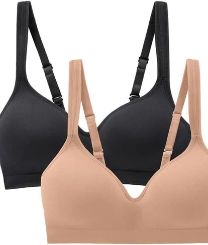 Carole Hochman Seamless Comfort Bra Wire Free Molded Cups Comfort Straps (2 Pack) Black in Saudi Arabia