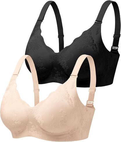 Wireless Jelly Bras for Women No Underwire, Seamless Comfortable Jacquard Bralettes, Padded Convertible Bra in Saudi Arabia