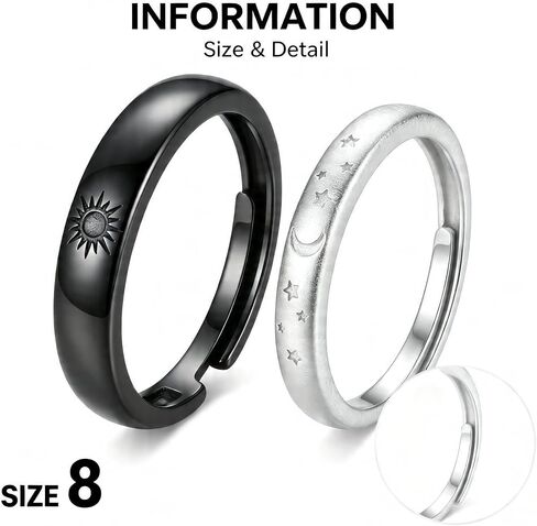 Couples Rings 925 Sterling Sliver Sun and Moon Rings Matching Jewelry Gifts for Women Lover in Saudi Arabia