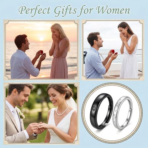 Couples Rings 925 Sterling Sliver Sun and Moon Rings Matching Jewelry Gifts for Women Lover in Saudi Arabia