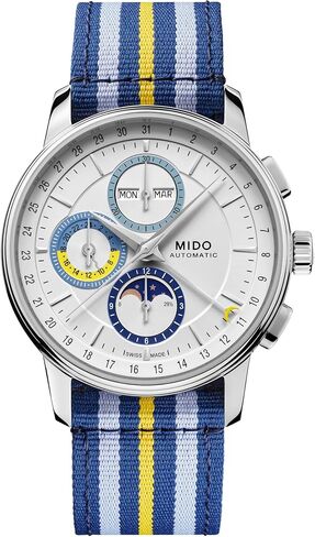 ساعة MIDO Baroncelli Chronograph Moonphase - ساعة سويسرية أوتوماتيكية للرجال - هيكل من الفولاذ المقاوم للصدأ مقاس 42 ملم in Kuwait