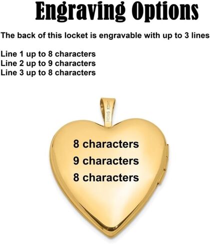 Roy Rose Jewelry 14K Yellow Gold Satin Diamond Star I LOVE YOU Script 20mm Heart Locket with Necklace Chain, Custom Engraving, and Photo Insertion Options in Kuwait