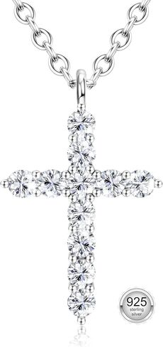 JeryWe 925 Sterling Silver Cross Necklace for Women Dainty Gold/White Gold Plated Necklace for Women Non Tarnish Cubic Zircon Cross Pendant Necklaces Christian Baptism Religious Faith Jewelry Gift in Saudi Arabia