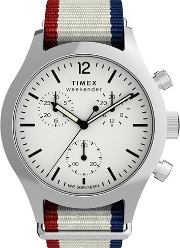 Timex Men's Weekender New England Chronograph 40mm Watch - Gray Slip-Thru Double Layer White Dial Stainless Steel Case in Kuwait