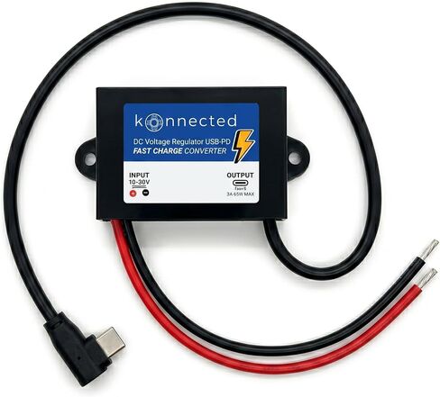 Konnected DC to USB-C PD Fast Charge Converter, 10-30V Input, 65W Max - Hardwire Car, Alarm Panel, Raspberry Pi in Saudi Arabia