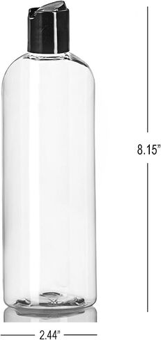 ljdeals 16 oz Clear Plastic Refillable Squeeze Bottles (3 Pack), BPA-Free Empty Travel Containers with Leak-Proof Disc Top Flip Caps for Shampoo, Lotion, Soap, and Creams, made in USA in Kuwait